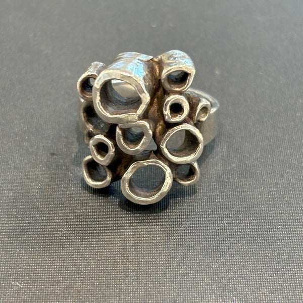 Vintage Brutalistischer Design Silber Ring Reindeer Moss