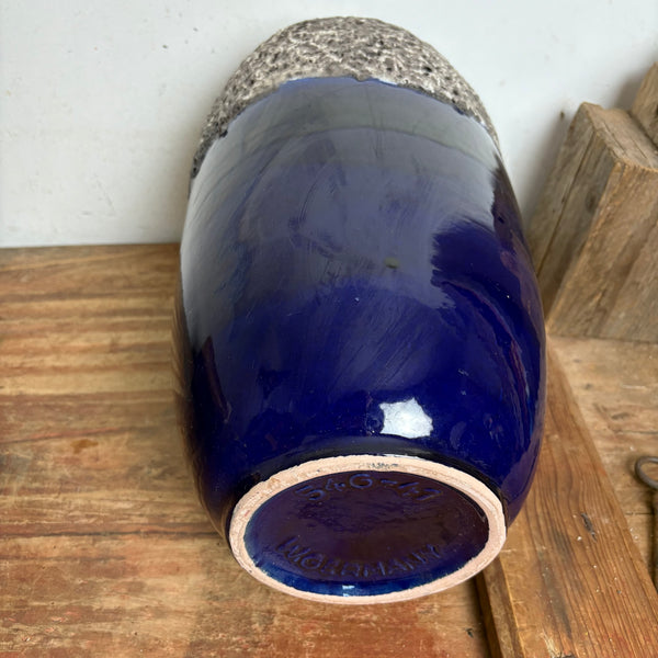 Vintage große Fat Lava Keramik Vase von Scheurich 546-41 nachtblau