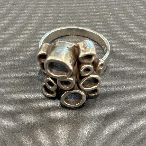 Vintage Brutalistischer Design Silber Ring Reindeer Moss