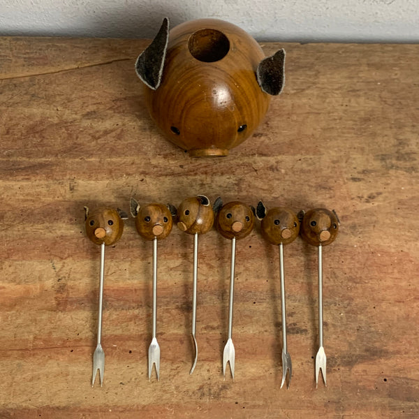 Mid Century Cocktail Gabeln Schwein
