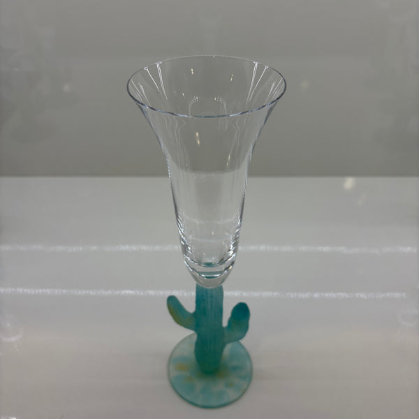 Vintage 6er Set Champagnerflöten Cactus Kollektion von Hilton McConnico für französische Kristallmanufaktur Daum Nancy