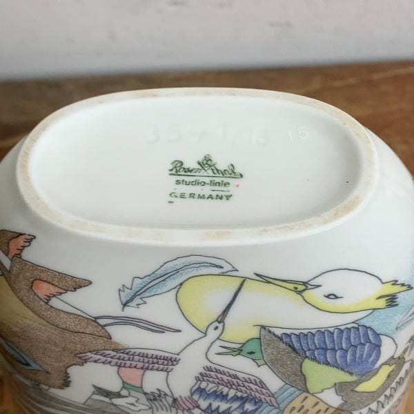 Vintage Porzellan Vase Motiv Vögel von Rosenthal