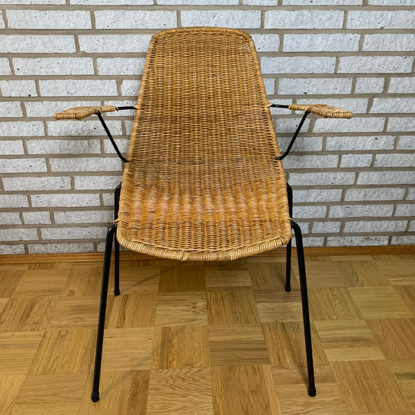 Vintage Basket Chair Korbstuhl mit Armlehnen von Gian Franco Legler
