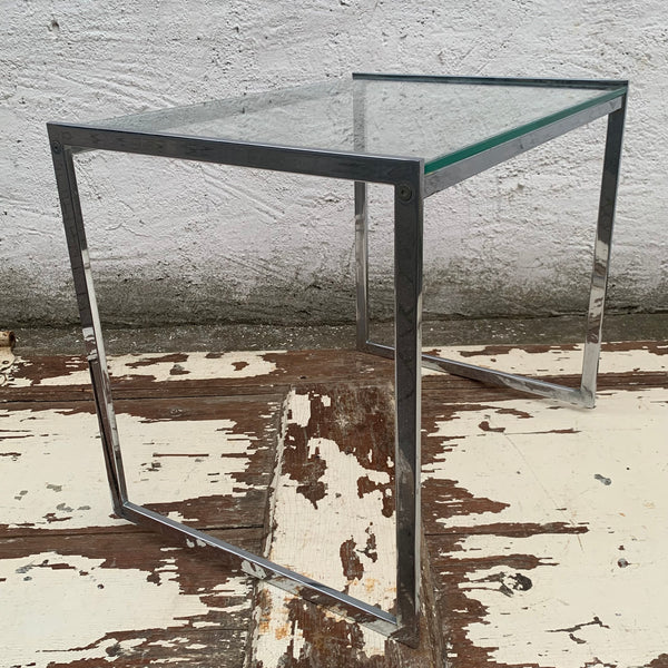 Vintage Beistelltisch Chrom und Glas