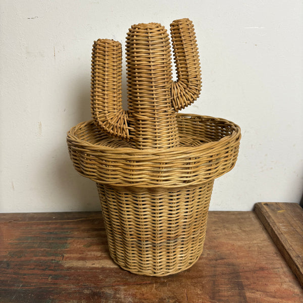 Vintage Kaktus Deko Korb