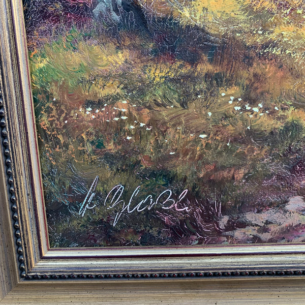 Nostalgisches Ölgemälde Landschaft mit Bauernhof von Helmut Glassl