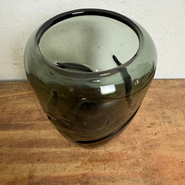 Vintage graue Rauchglas Murano Empoli Vase