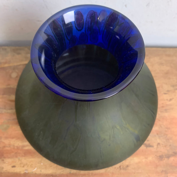 Jugendstil Glas Vase irisierende Pfauen-Optik