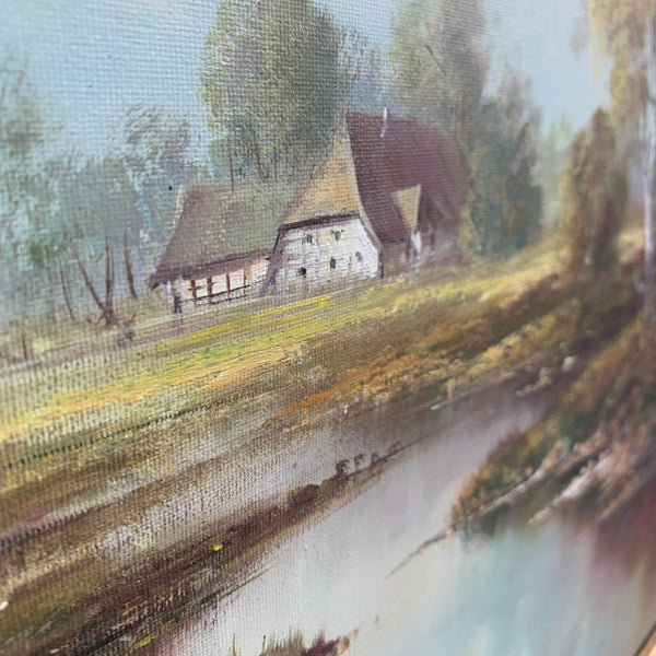Nostalgisches Ölgemälde Landschaft mit Bauernhof von Helmut Glassl
