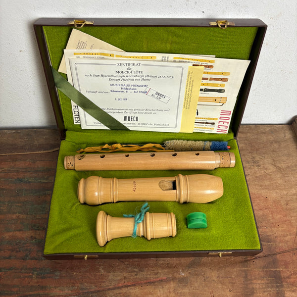 Vintage Moeck Rottenburgh Blockflöte entworfen von Friedrich von Huene aus Ebenholz
