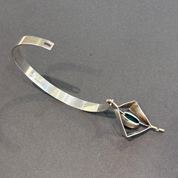 Finnischer Design Silber Armreif mit Chalcedon