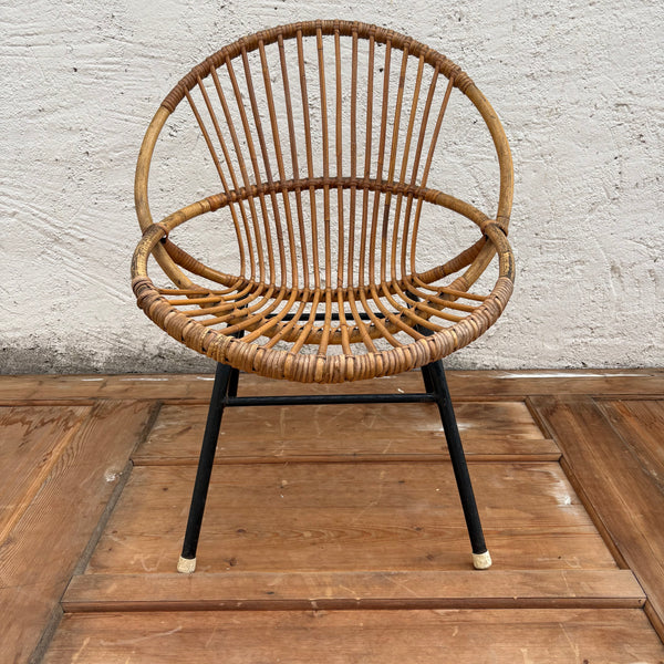 Vintage Mid Century kleiner Rattan Stuhl von Gebroeders Jonkers für Noordwolde