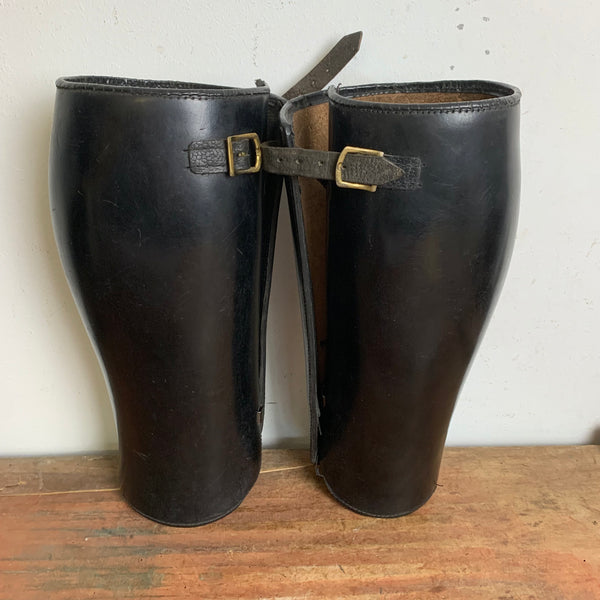 Vintage Uniform Leder Polizei Gamaschen