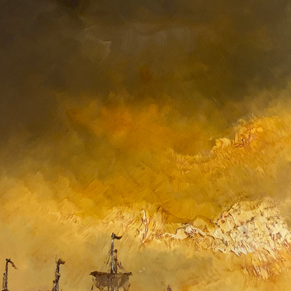 Ölgemälde Segelschiffe im Hafen von Amsterdam von Peter Brouwer
