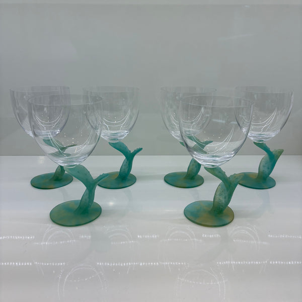 Vintage 6er Set Wassergläser Cactus Kollektion von Hilton McConnico für französische Kristallmanufaktur Daum Nancy