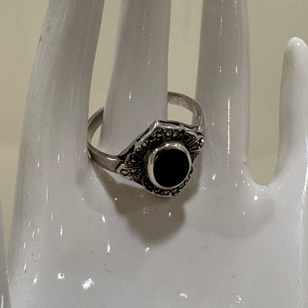 Art Deco Sterling Silber Ring mit Onix