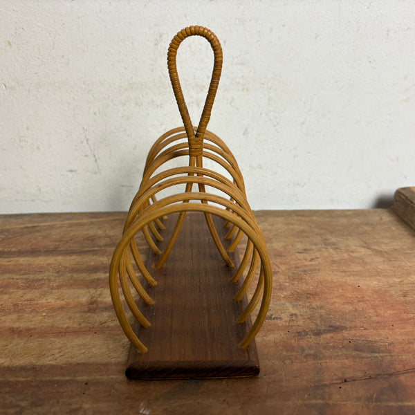 Vintage Mid Century Toastbrot Halter aus Teakholz
