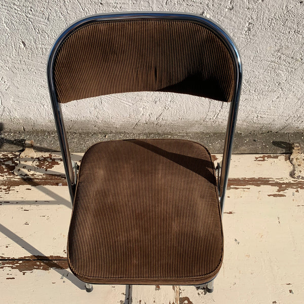Vintage Stahlrohr Klappstuhl Cord braun