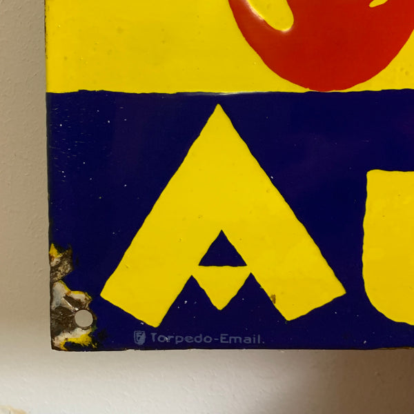 Großes einmaliges Emaille Schild Achtung Ausfahrt