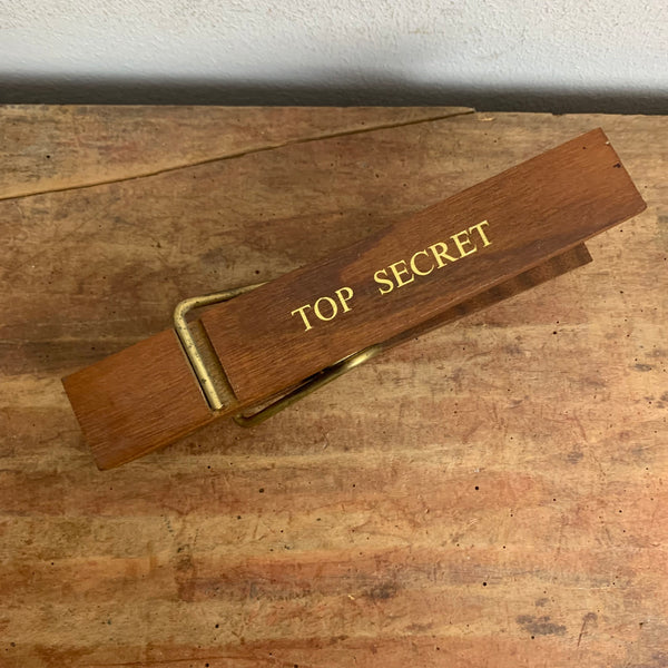 Vintage Notizen Teakholz Klammer Top Secret