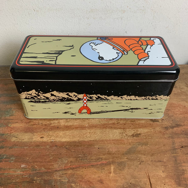 Vintage Blechdose Tim und Struppi Reiseziel Mond X-FLR 6