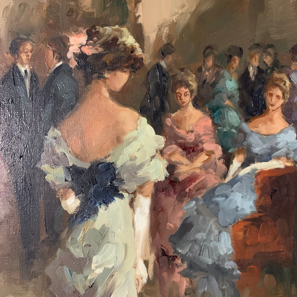 Ölgemälde Gesellschaft im Foyer von Gina Elena Fabiani