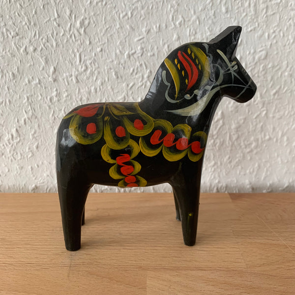 Vintage Dalapferd schwarz 13,5 cm