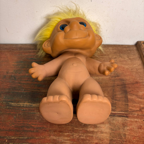 Vintage XL Troll Puppe gelbes Haar