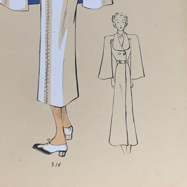 1930's French Art Deco Fashion Illustration Inspirations D'Avant Saison Blatt 316