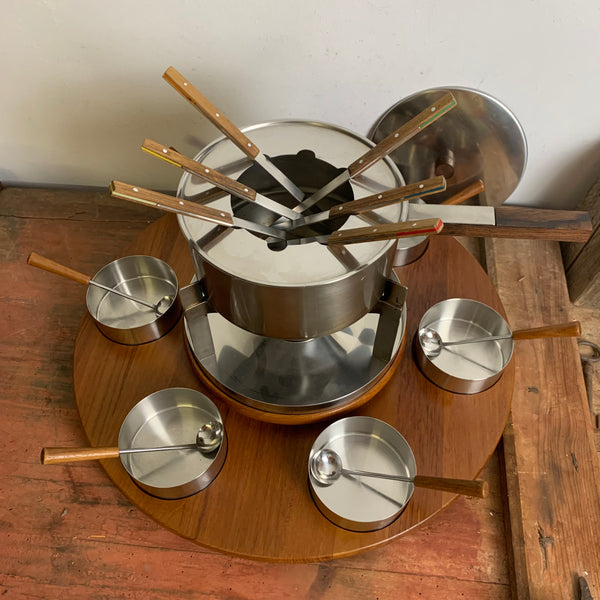 Vintage Fondue Set von Arne Jacobsen für Stelton Denmark