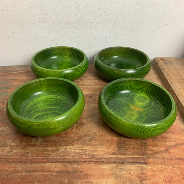 4er Set Vintage Mid Century Holzschalen in leuchtendem grün von Bob Qualität