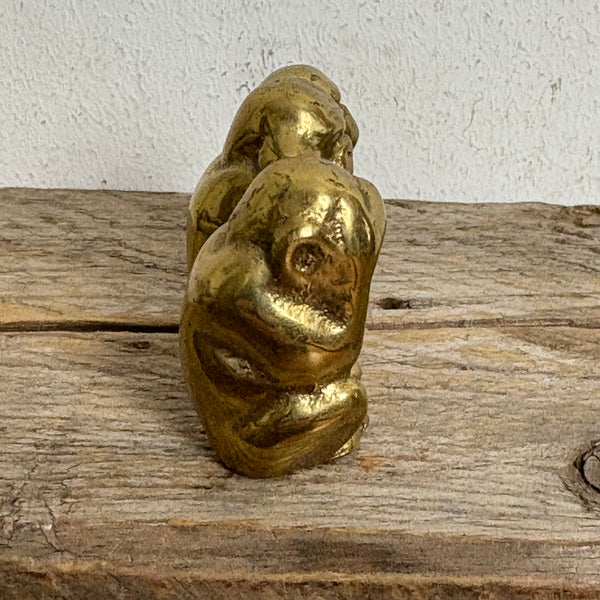 Vintage Messing Skulptur Figur Die drei weisen Affen