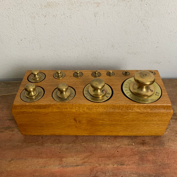 Vintage Messing Gewichte Gewichtesatz für Waage