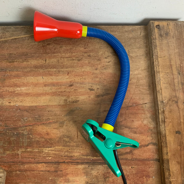 Vintage Klemmlampe mit Schwanenhals im Memphis Style von Trio Leuchten