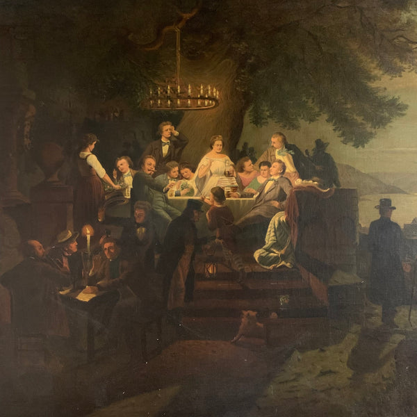 Ölgemälde Sommernacht am Rhein von Josef Burger