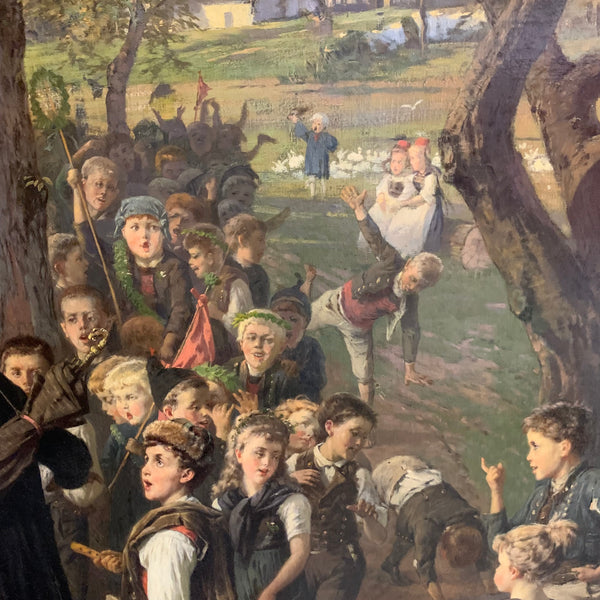 Ölgemälde Rückkehr vom Schulfeste von Fritz Beinke