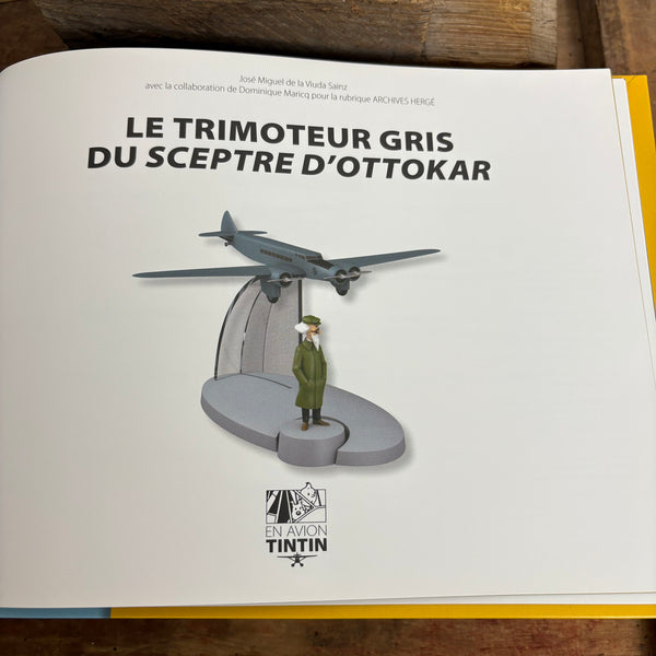 Modell Figur und Buch Tim und Struppi Das graue dreimotorige Flugzeug mit Professor Halambique aus König Ottokars Zepter