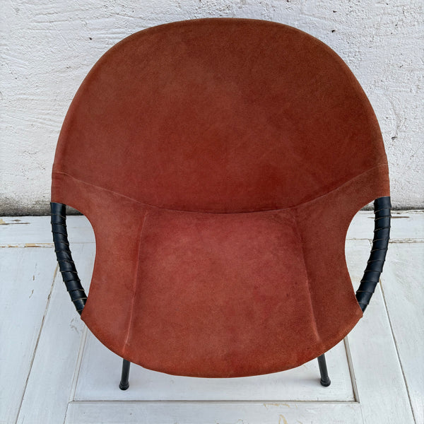 Vintage Mid Century Wildleder Circle Balloon Chair von Lusch Erzeugnis für Lusch & Co.