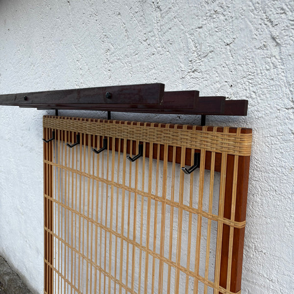 Mid Century Teakholz Bambus Garderobe und Schirmständer