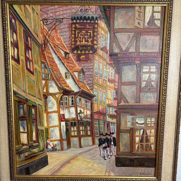 Ölgemälde Der Potthof Altstadt in Hannover von Heinz Lessentin