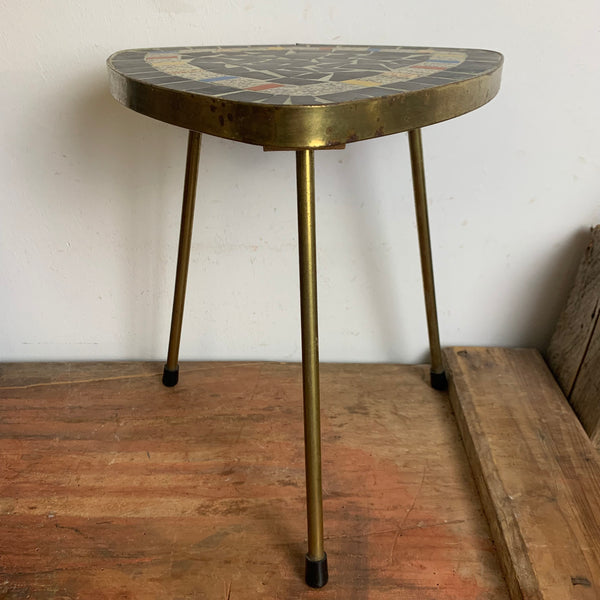 Kleiner Nierentisch / Hocker mit Mosaik 50er Jahre