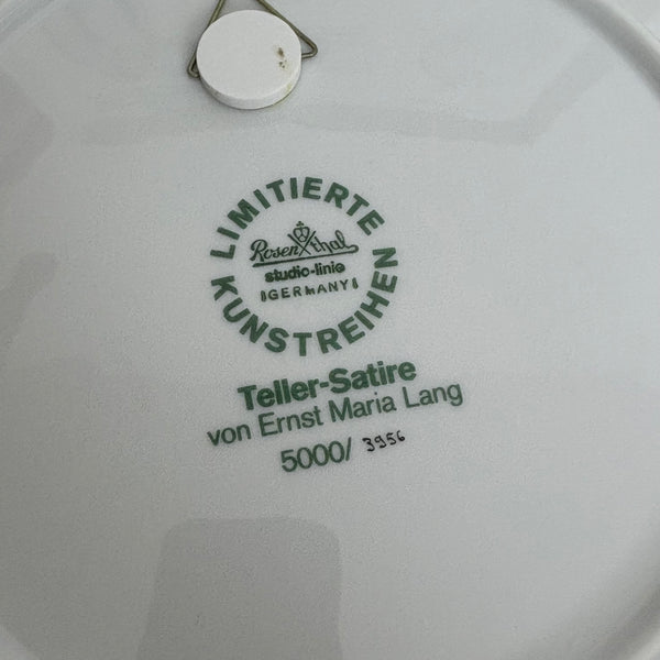 Komplette Serie 12 Vintage Satire Teller von Ernst Lang Maria Lang für Rosenthal