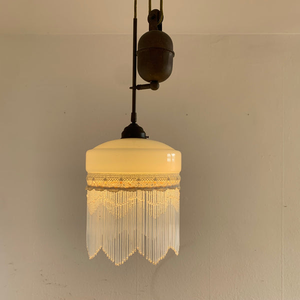 Jugendstil Zuglampe mit Glasschirm