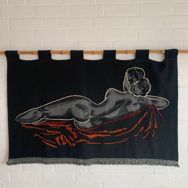 Vintage Mid Century Wandbehang Wandteppich Akt