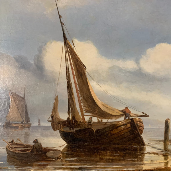 Ölgemälde Reges Treiben am Strand von Wilhelm Krause