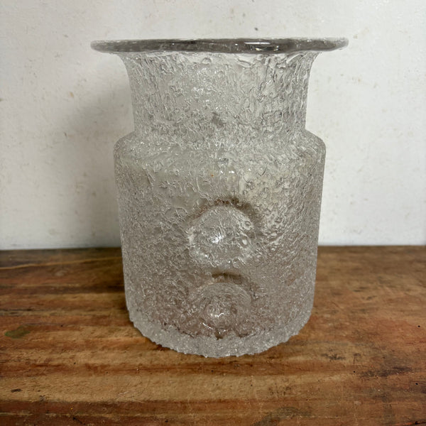 Vintage brutalistische Ice Glas Vase von Jan Gabrhel