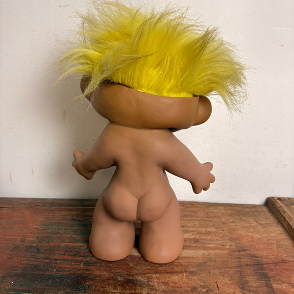 Vintage XL Troll Puppe gelbes Haar
