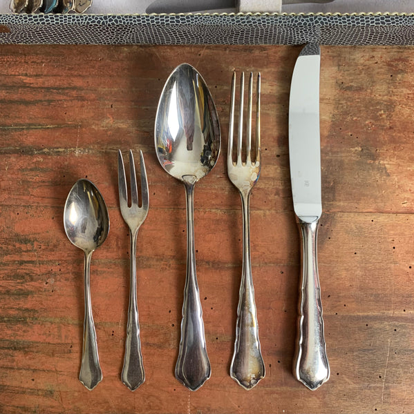 Vintage Tafelbesteck Chippendale Silber von WMF für 6 Personen