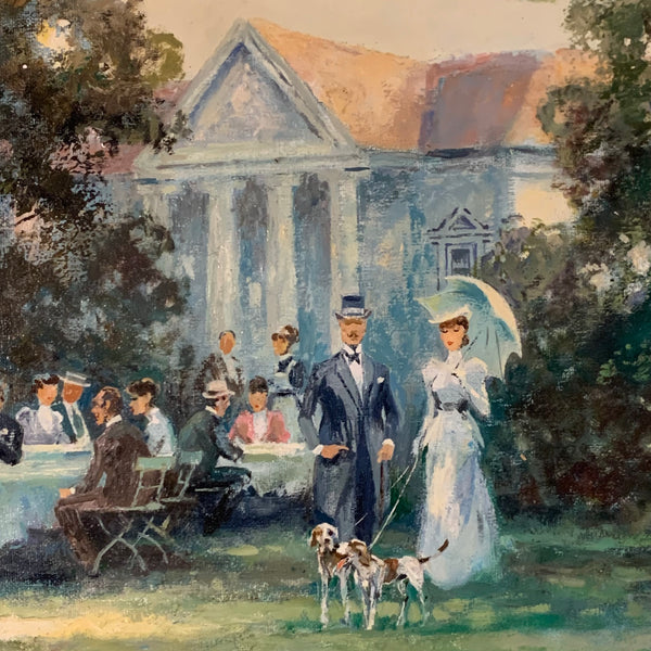 Ölgemälde Gesellschaft im Englischer Garten München von Alfred Otto Lier