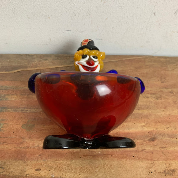 Vintage Murano Glas Aschenbecher Clown